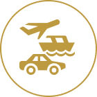 Travel symbols: air, sea, land