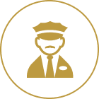 Chauffeur icon in gold circle