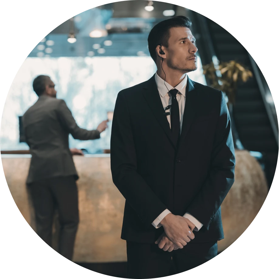 Professional security personnel in formal attire