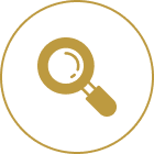Magnifying glass icon on black background