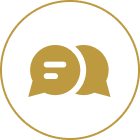 Speech bubbles icon in gold circle