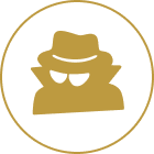 Detective icon with hat and sunglasses