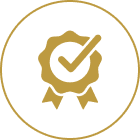 Certification emblem with checkmark
